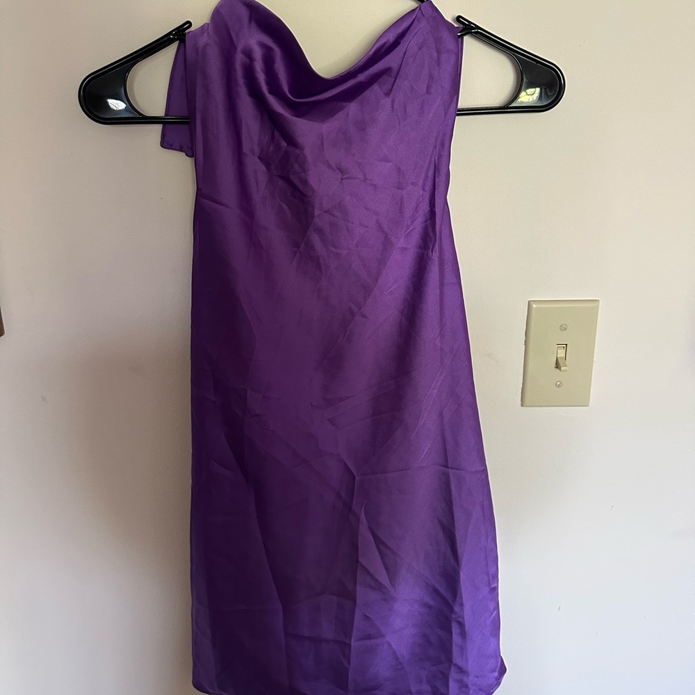 High neck purple silky halter blouse ☀️
